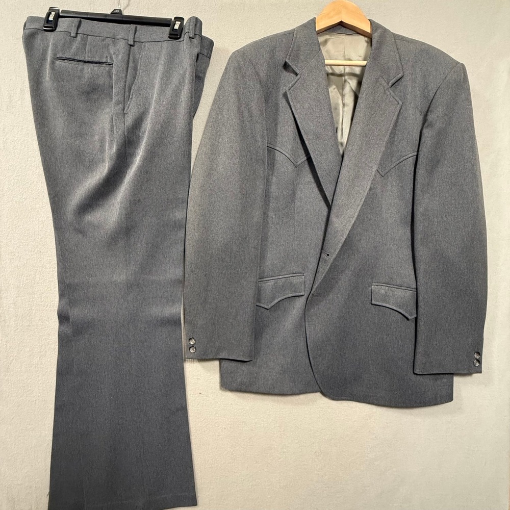 Vintage Circle S Ranchwear Western Yoke Suit Jacket Sears Pant Men Size 46R USA